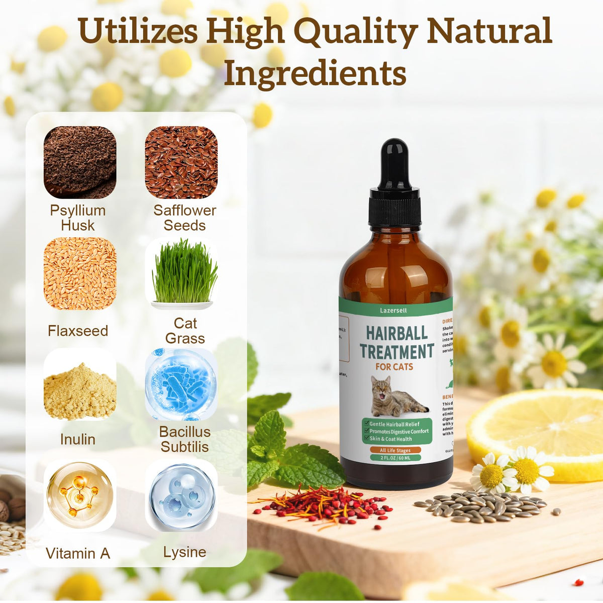 Cat Hairball Remedy with Natural Ingredients & Vitamins D163