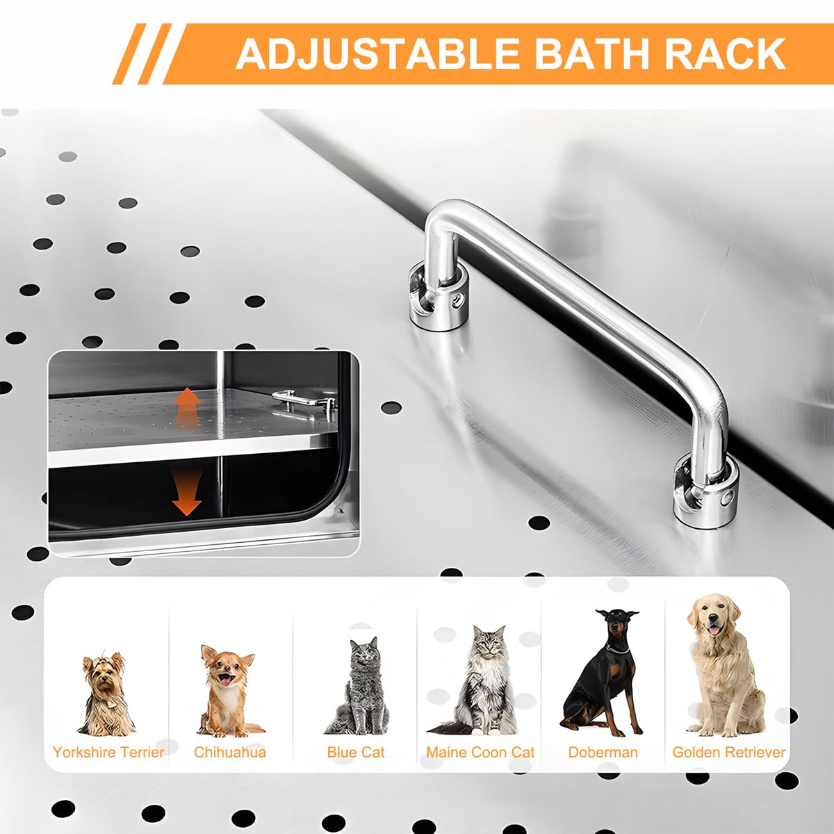 Stainless Steel 304 Dog Grooming Tub with Stairs and Faucet E969053