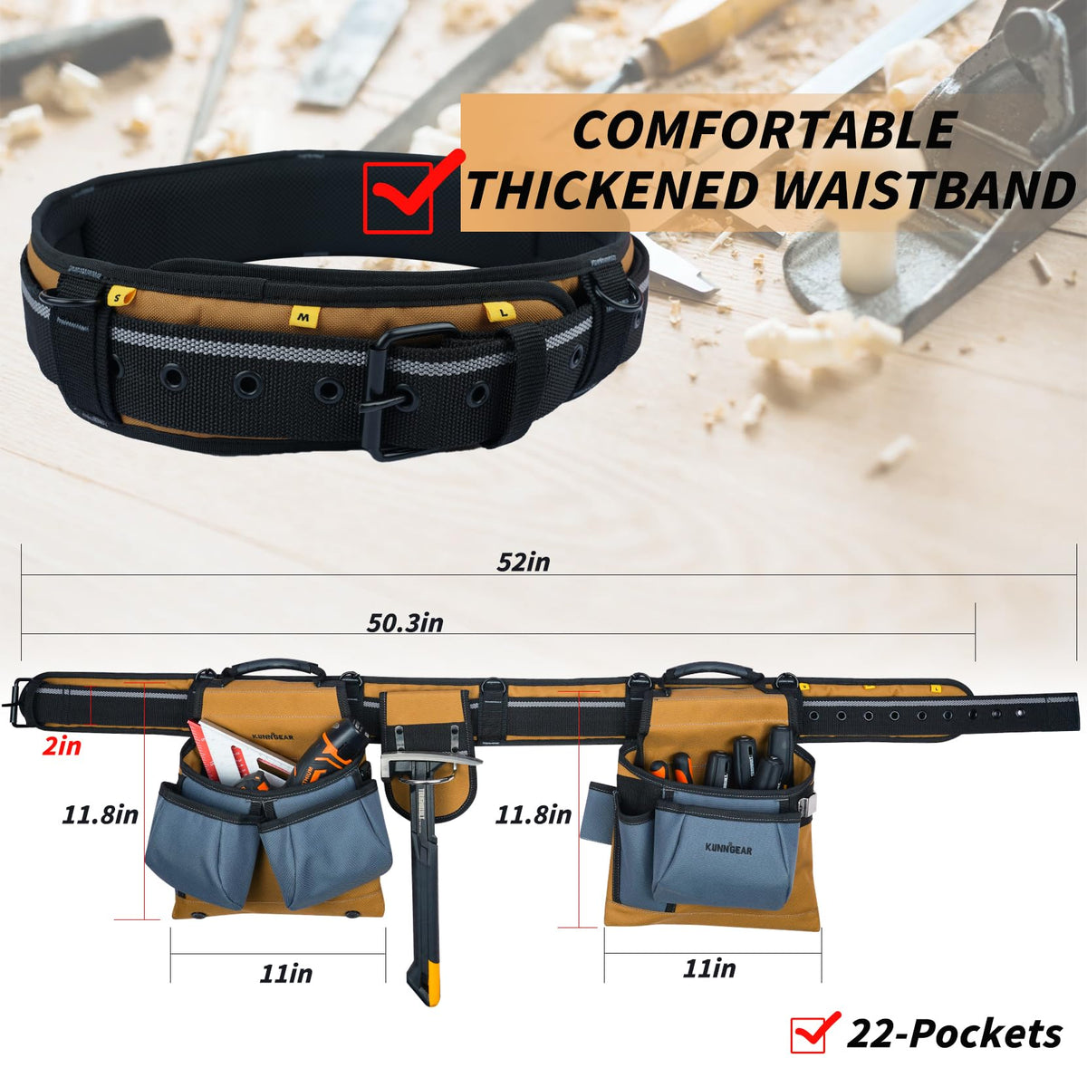 Khaki Carpenter Tool Belt with Suspenders G94317