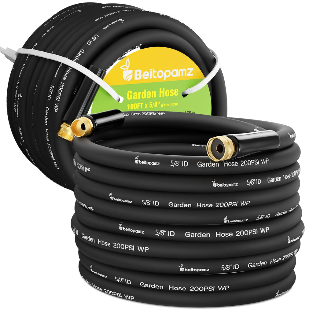 100 ft 5/8 in Heavy Duty Flexible Rubber Hybrid Garden Hose T890