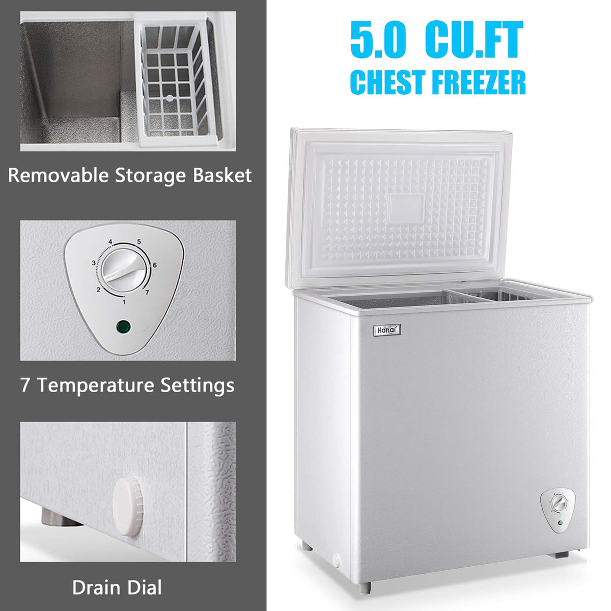 White 5.0 Cu.Ft Chest Freezer J843