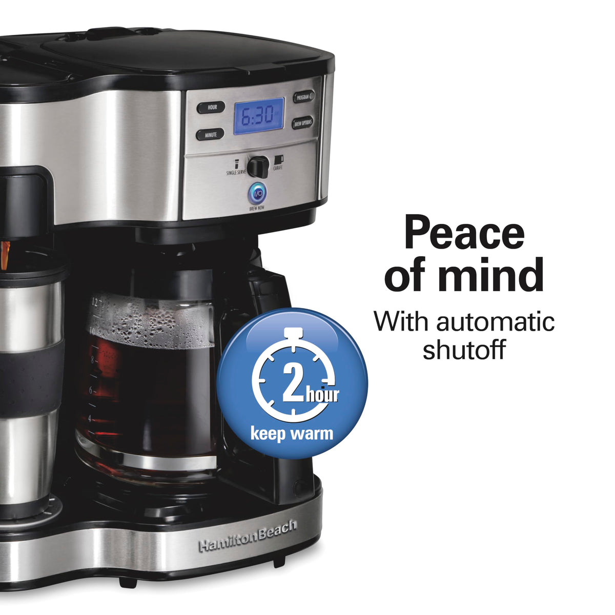 2-Way Coffee Maker, Single-Serve and 12-Cup Pot, Black/Stainless Steel M90680