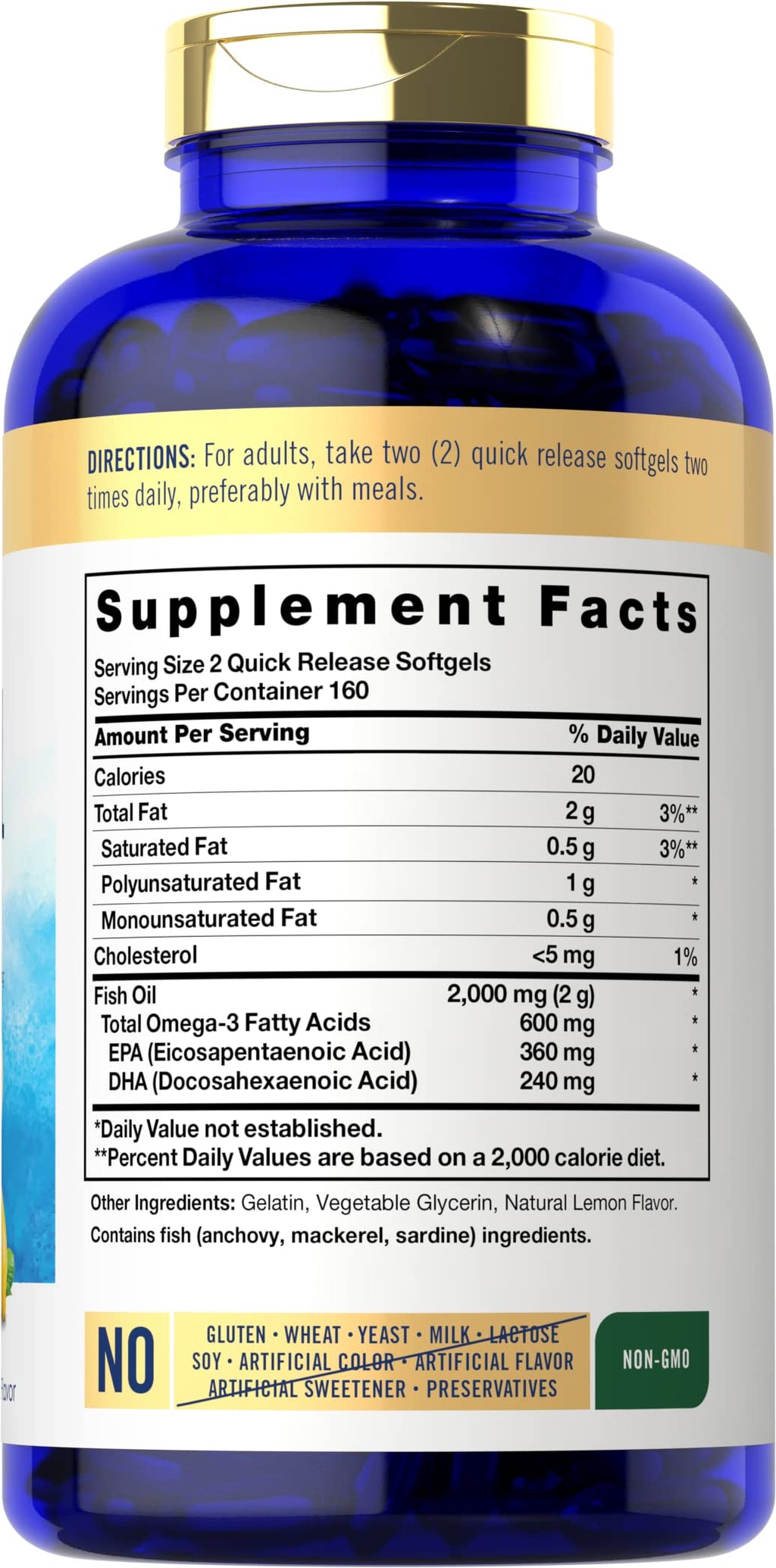 Fish Oil Omega 3 Supplements 2000mg 320 Softgels EPA & DHA U810