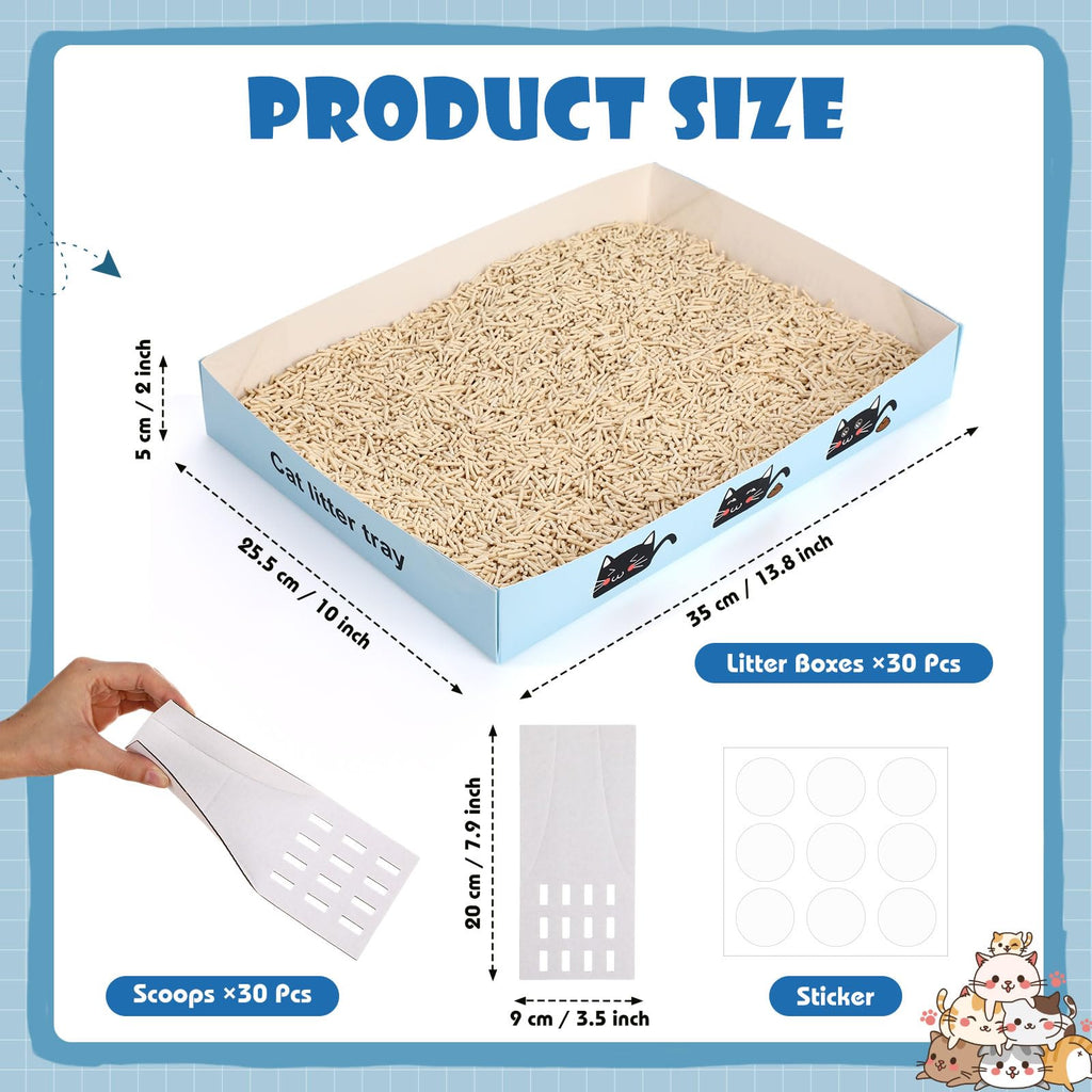 30 Pack Disposable Litter Boxes with Scoop G815