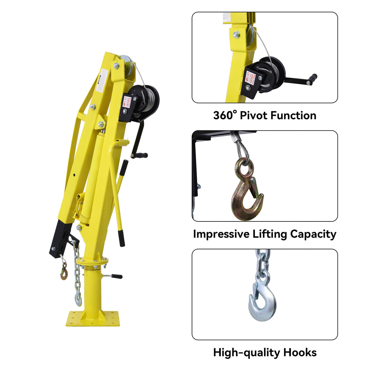 2000 lbs Folding Truck Crane with Hydraulic Winch J67245