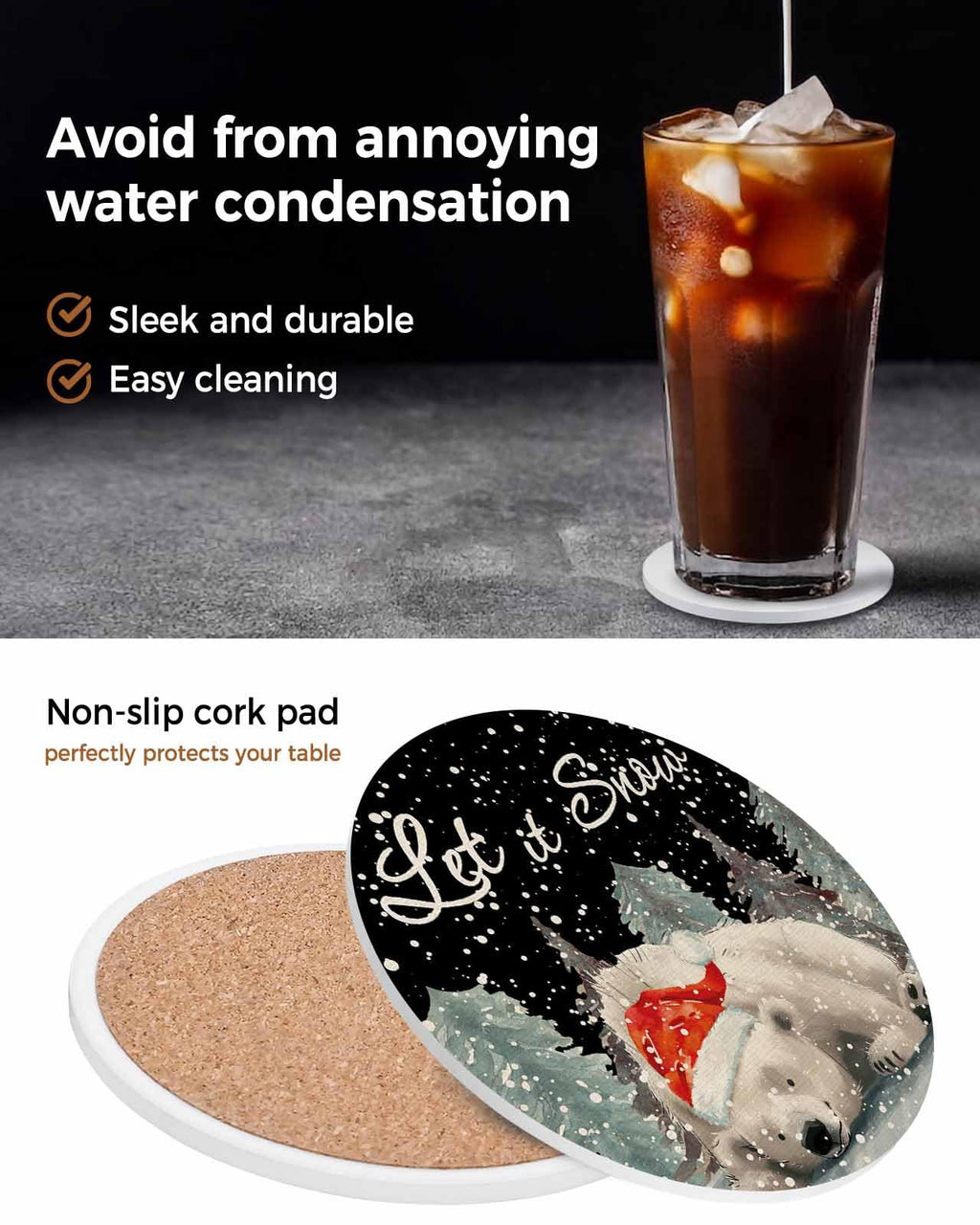Set of 4 Absorbent Ceramic Stone Coasters with Holder Z15895