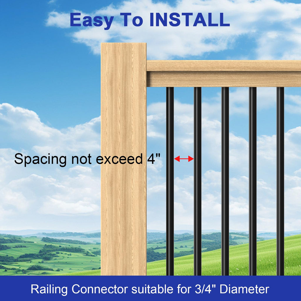 100 Pack 26" Round Black Aluminum Deck Balusters P1758