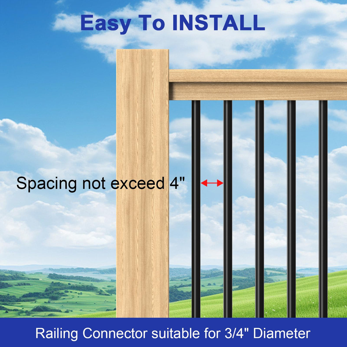 100 Pack 26" Round Black Aluminum Deck Balusters P1758