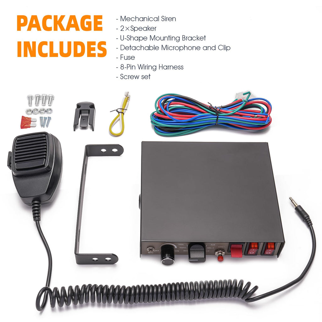 12V 400W 9 Tones Warning Emergency Siren PA System with Handheld Microphone O16255