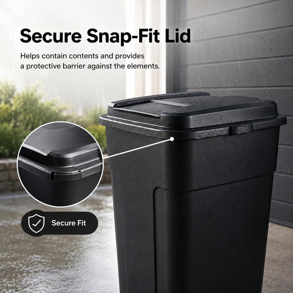 50 Gallon Wheeled Plastic Trash Can with Lid and Handle H879