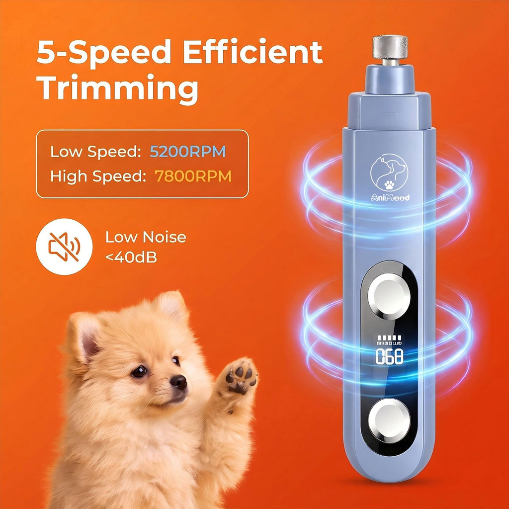 5-Speed Ultra Quiet Dog Nail Grinder with LED Light F312095