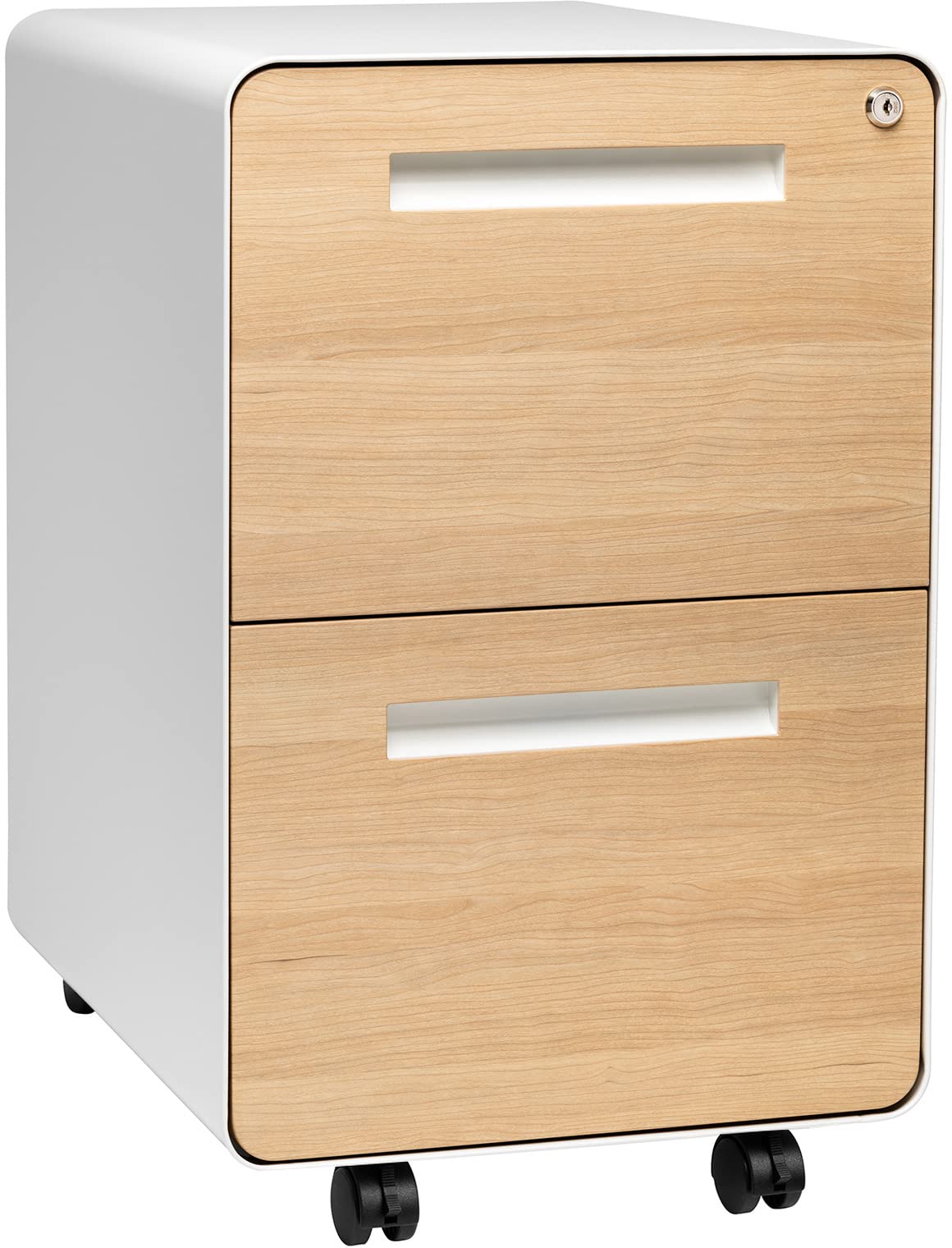 White 2 Drawer Mobile File Cabinet with Lock J973804
