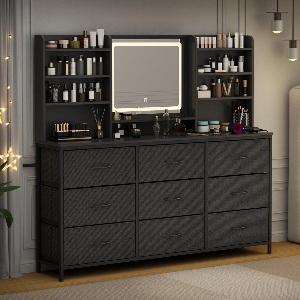 9 Drawer Dresser with LED Mirror F5586