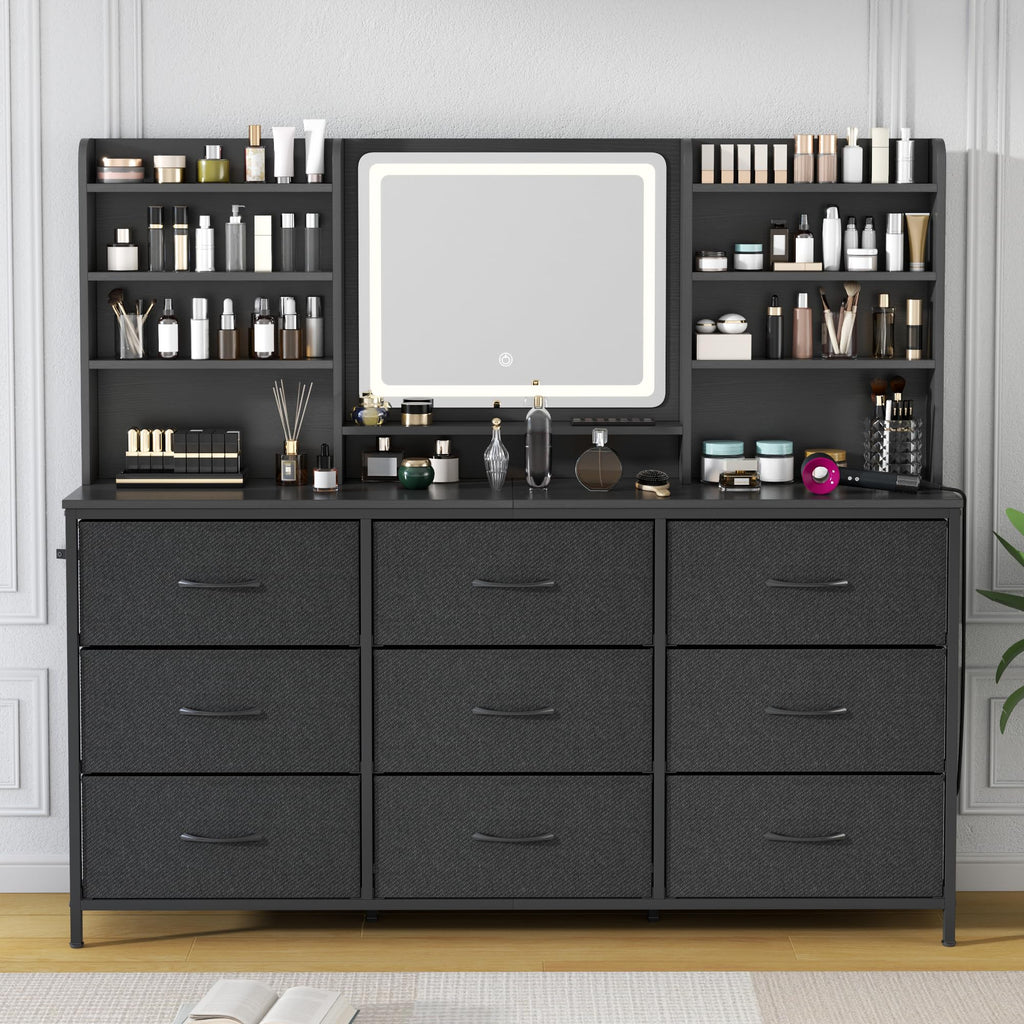 9 Drawer Dresser with LED Mirror F5586