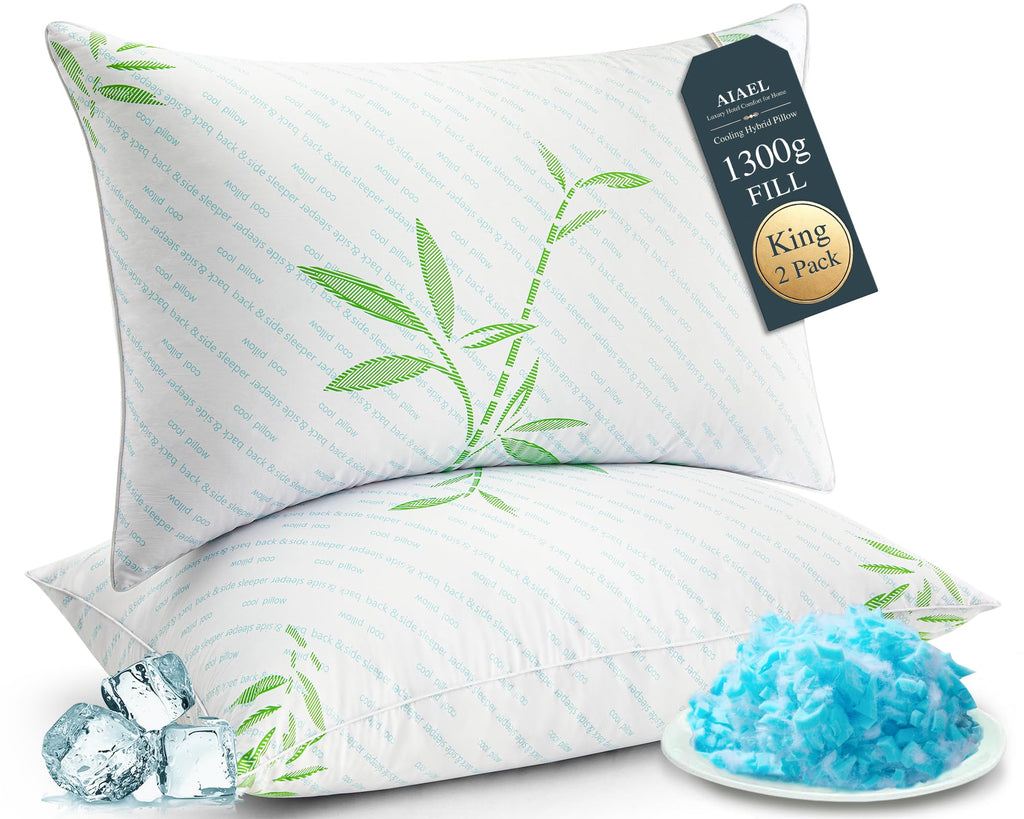 King Size Set of 2 Cooling Hybrid Bed Pillows H893