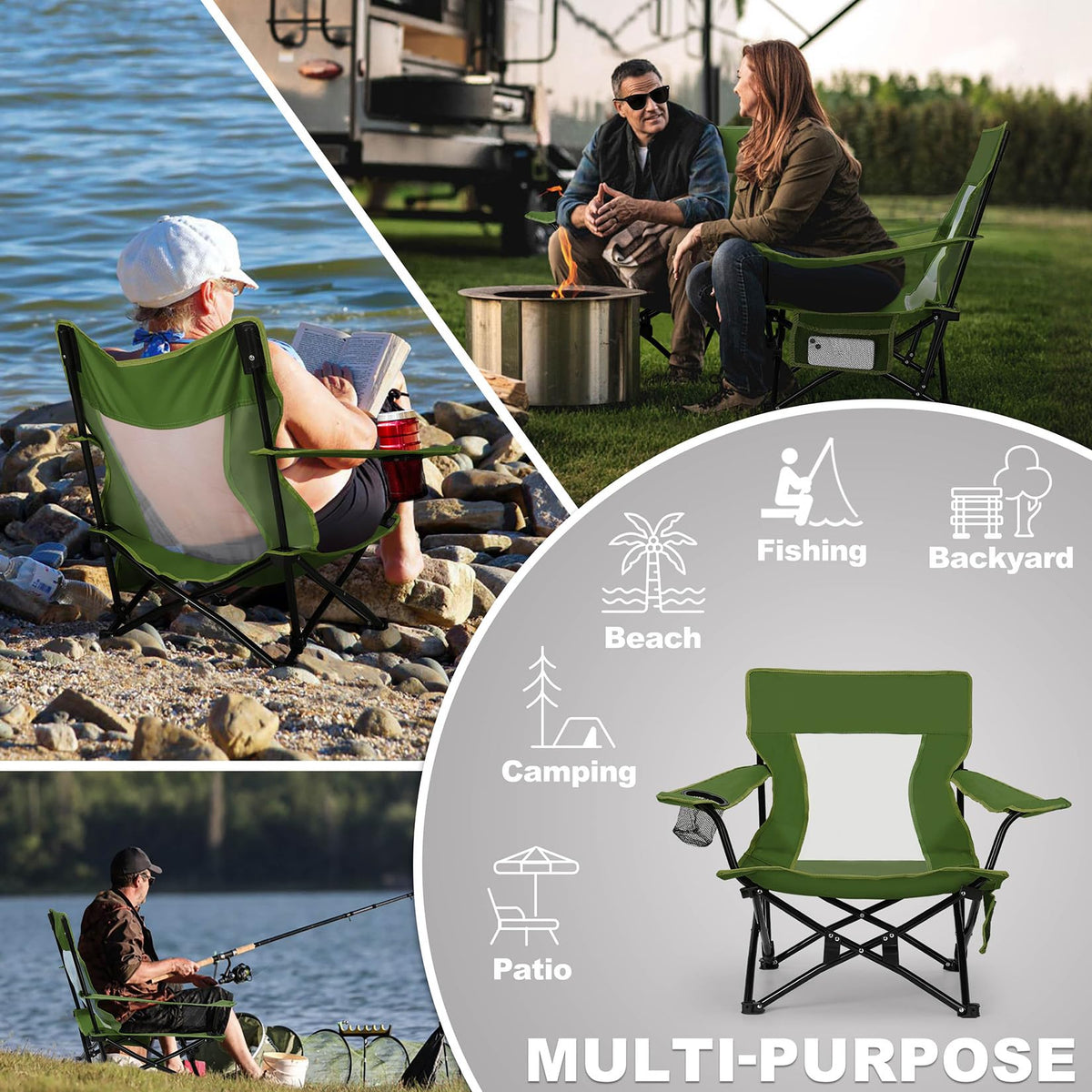 Green Folding Camping Chair 2 Pack C874