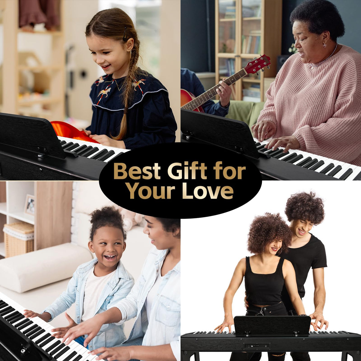 88 Key Weighted Digital Piano with Furniture Stand and Triple Pedal C95874