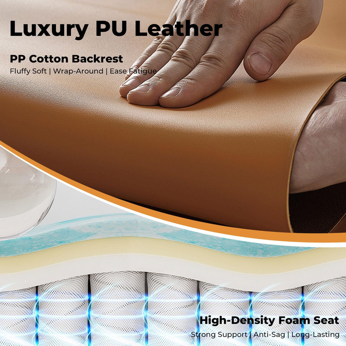 Executive Office Chair with Footrest, PU Leather, 300LBS Capacity T579234
