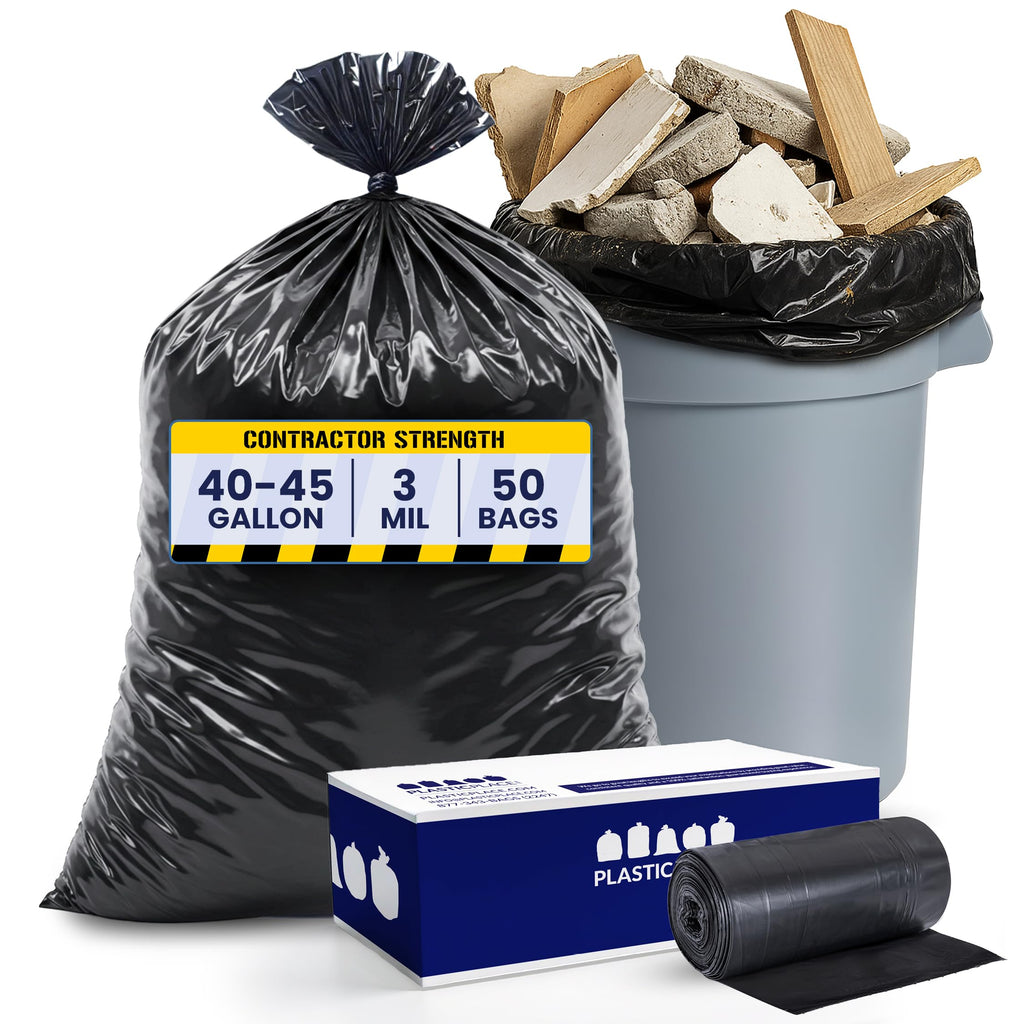 Black Heavy Duty 40-45 Gallon Trash Bags 3.0 Mil 50 Count W251
