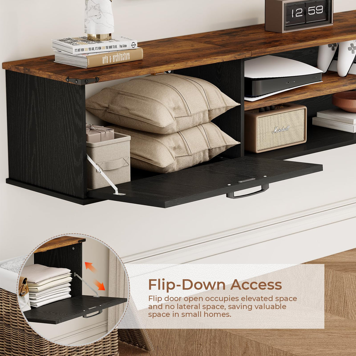 70" Black Floating TV Stand M223702