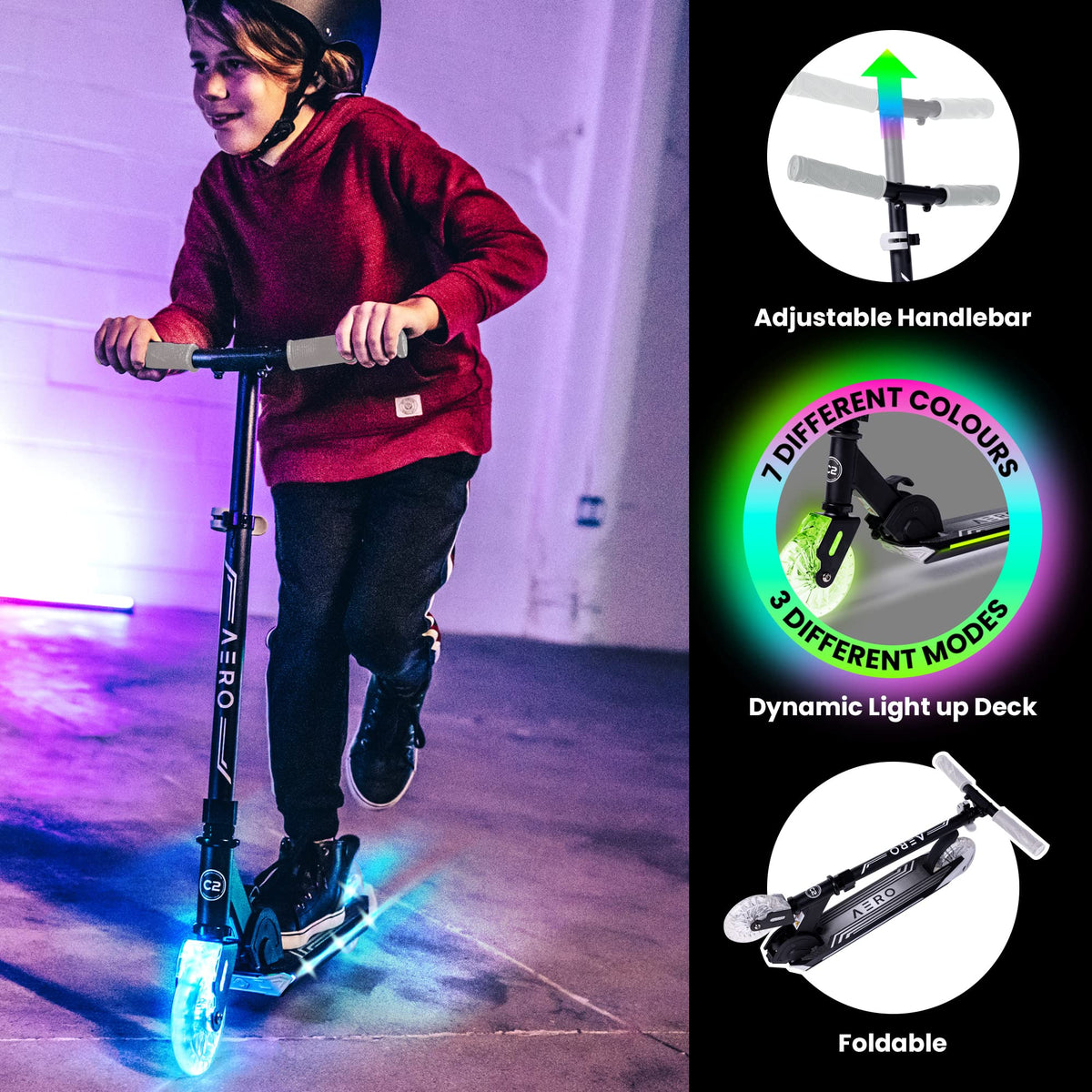 Two-Wheel Kick Scooter for Kids 5-8 with RGB Lights L921361