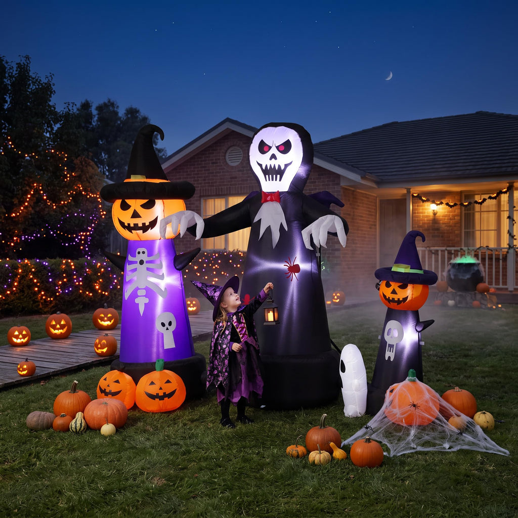 9FT Halloween Inflatable Grim Reaper with Built-in LED Light K5125