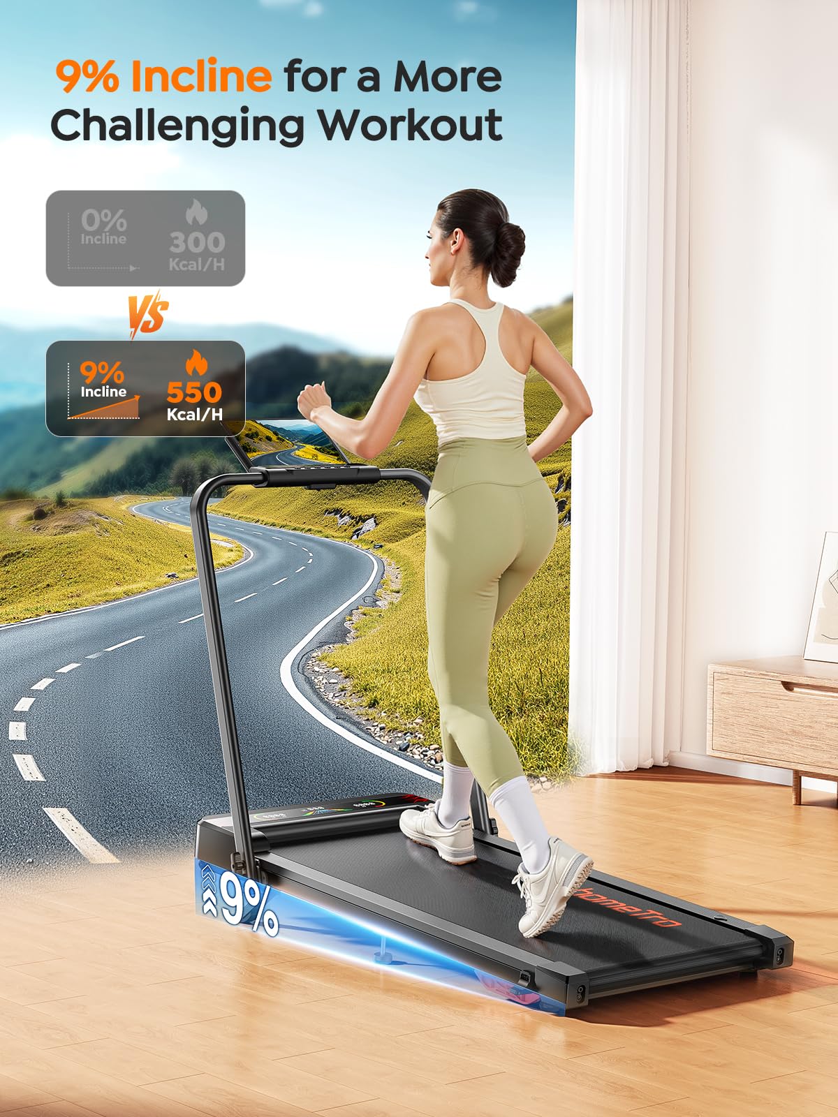 Foldable Treadmill with Incline and LED Display B414