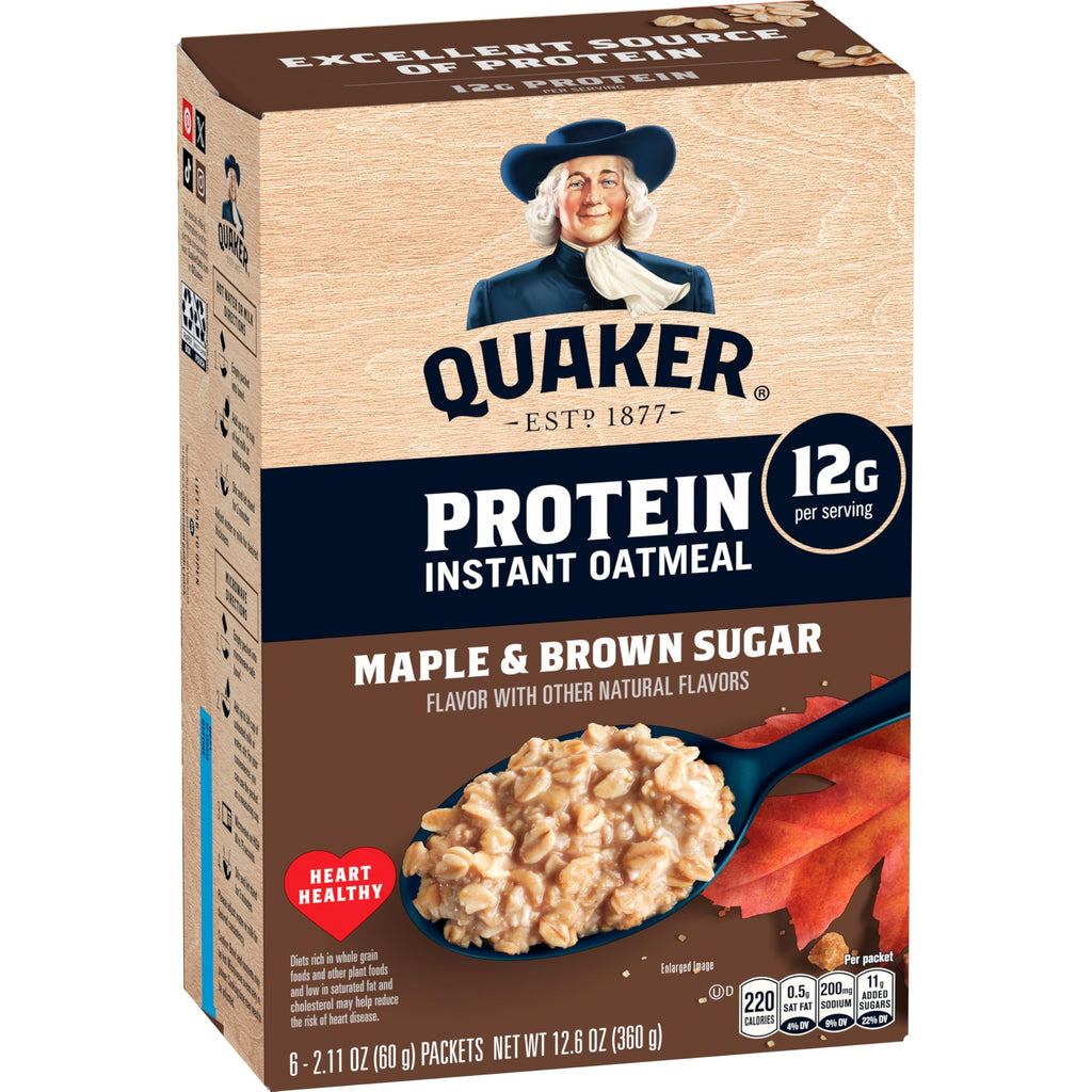 Instant Oatmeal, Maple Brown Sugar, 12g Protein, 2.11 oz Packets, 6 Pack V872