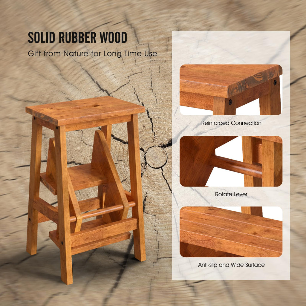 3 Tier Wood Step Ladder with Anti-Slip E2126