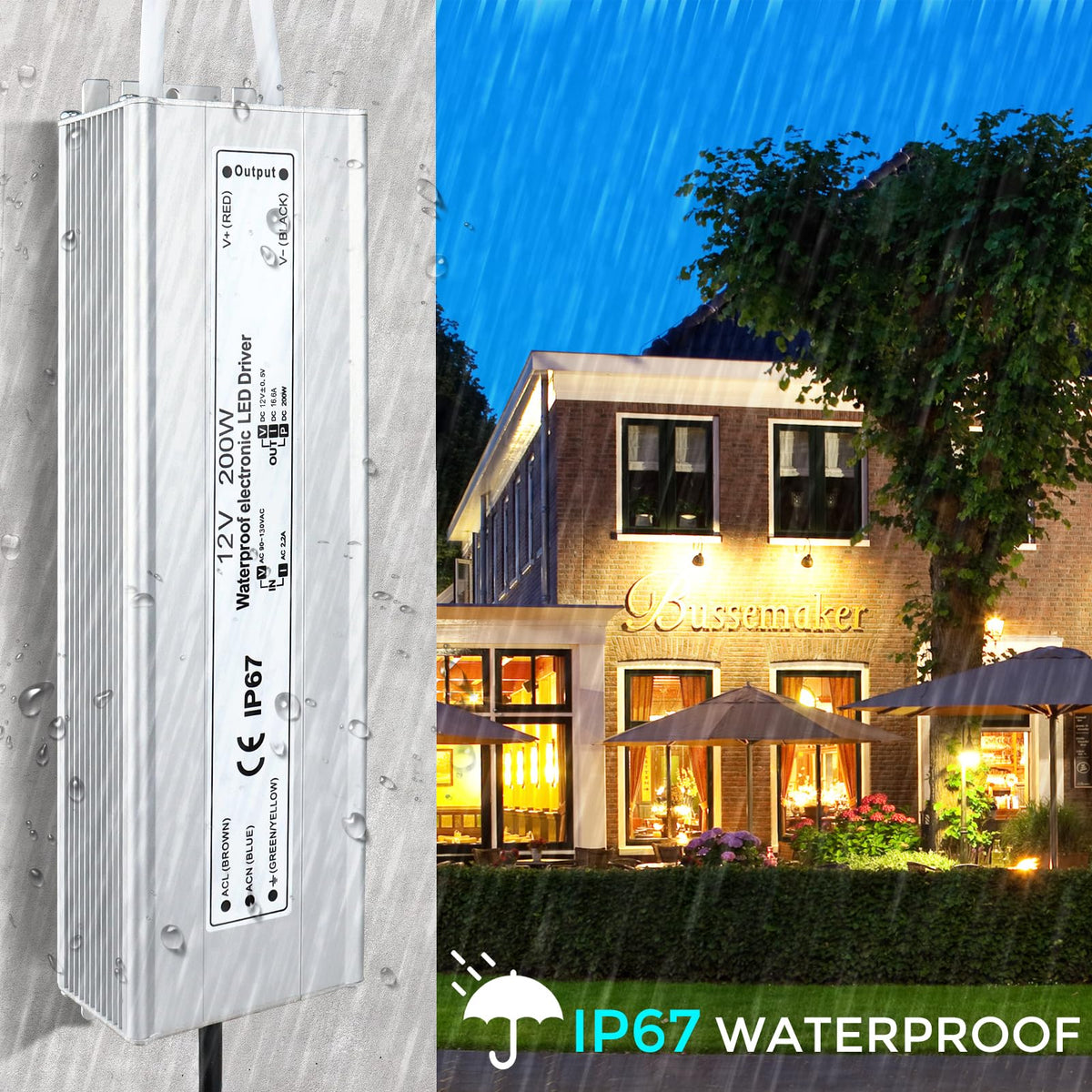 200W 12V IP67 Waterproof LED Power Supply Transformer X791256