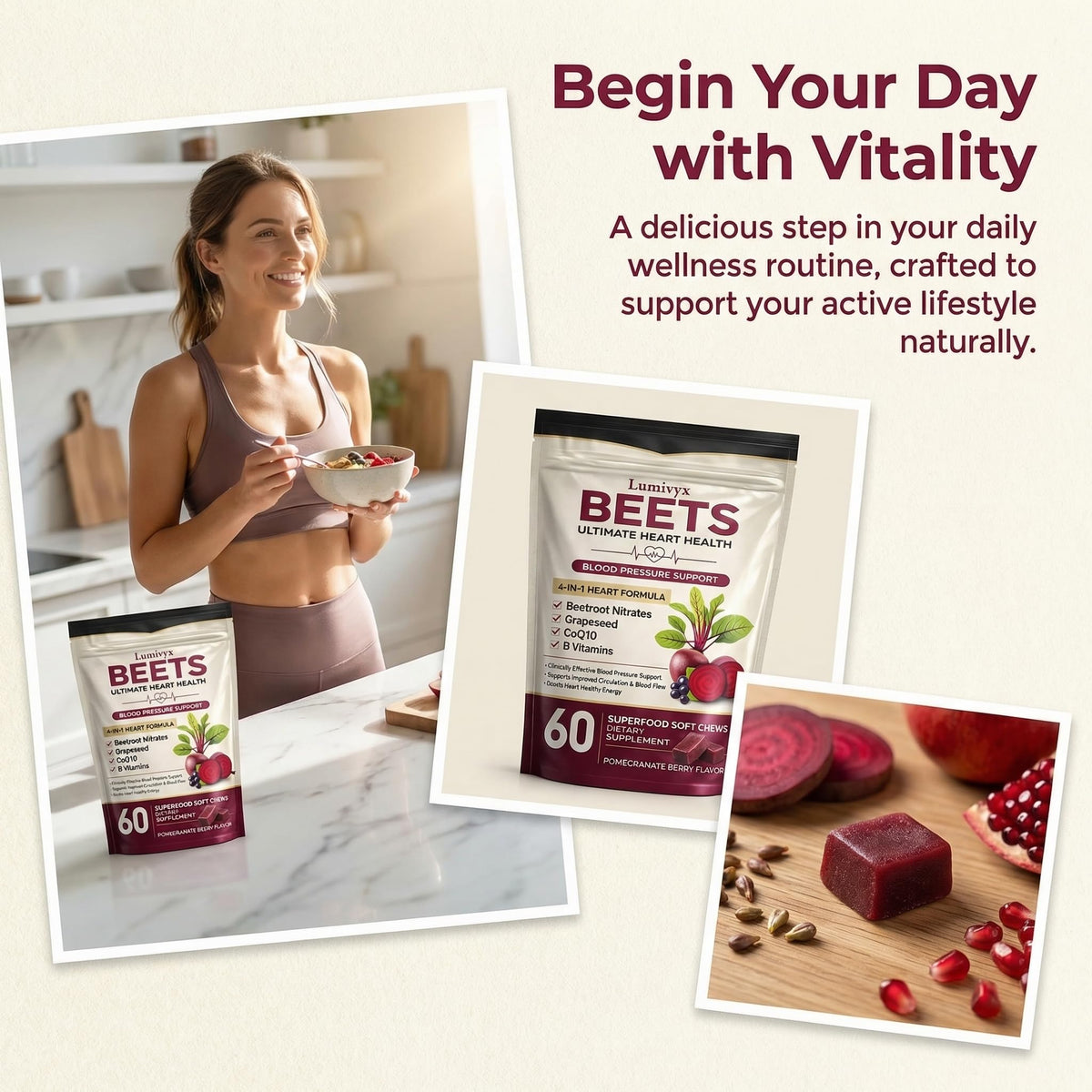 Beet Chews with Grape Seed Extract & CoQ10 - 60 Chews T786