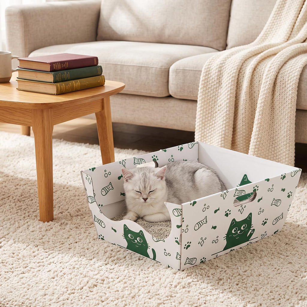 8 Pack Disposable Cat Litter Box with Scoop C513
