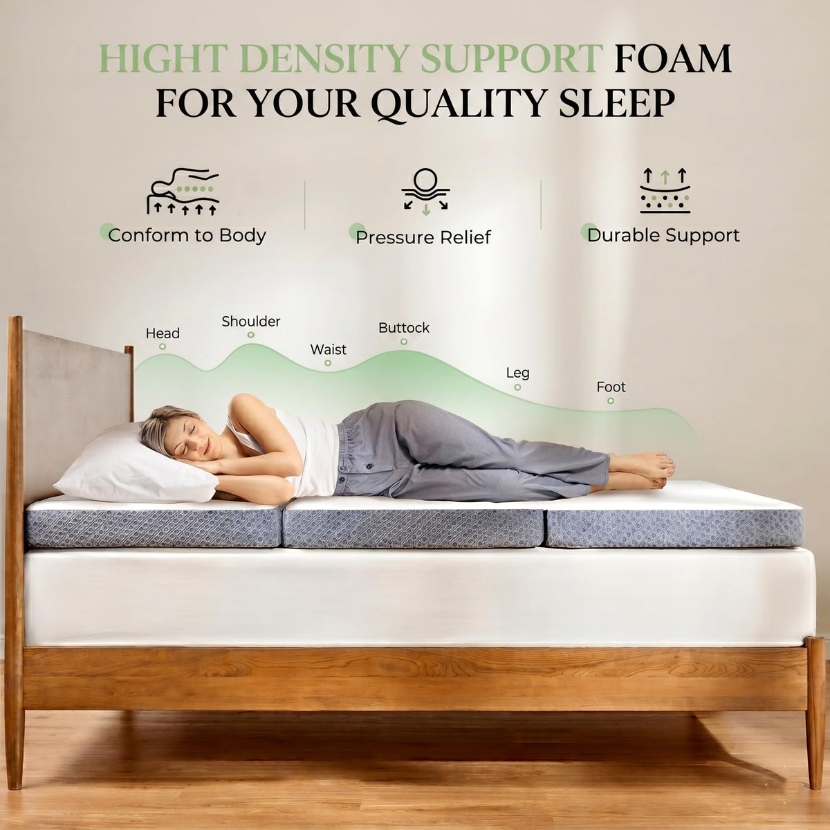 4 inch Medium Firm Tri-Folding Mattress with Washable Cover P10968
