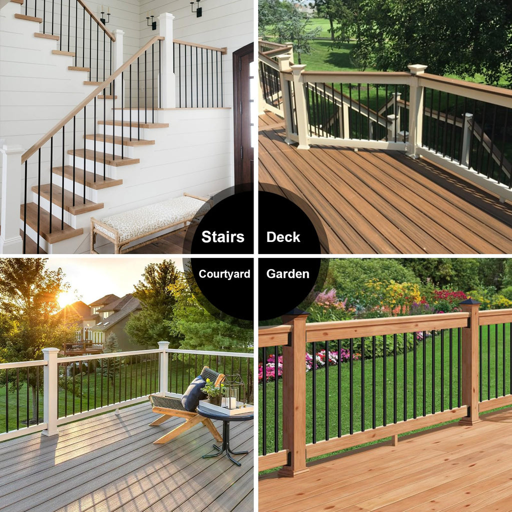 100 Pack 26" Round Black Aluminum Deck Balusters P1758