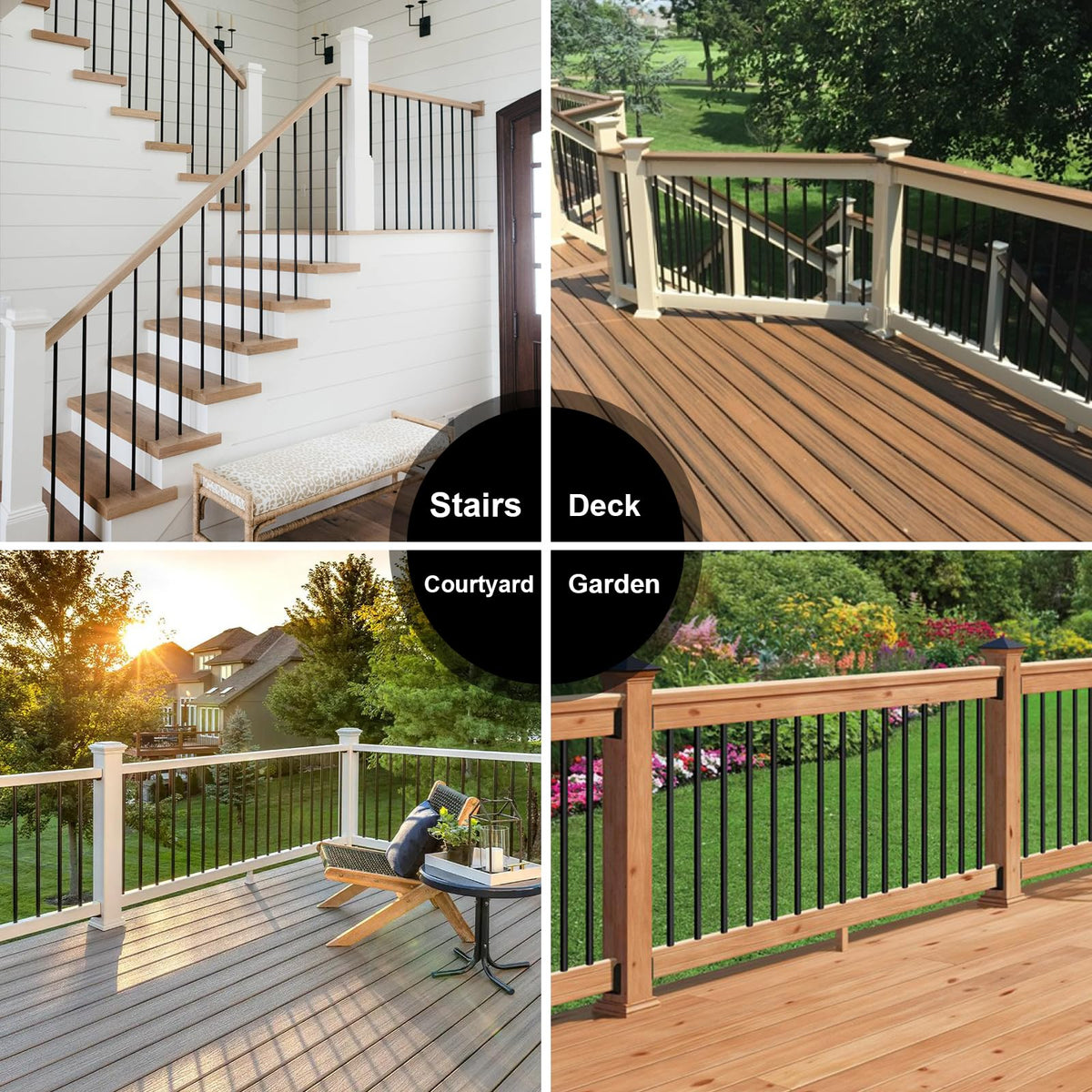 100 Pack 26" Round Black Aluminum Deck Balusters P1758