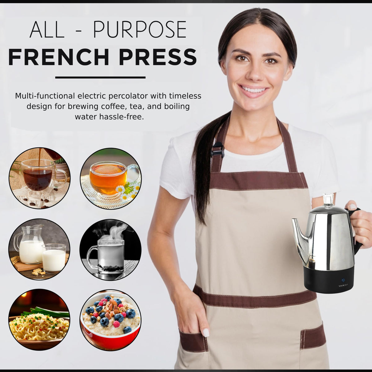 10 Cup Stainless Steel Electric Percolator Coffee Pot N6287
