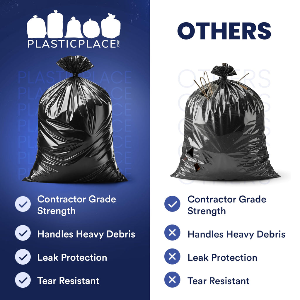 Black Heavy Duty 40-45 Gallon Trash Bags 3.0 Mil 50 Count W251