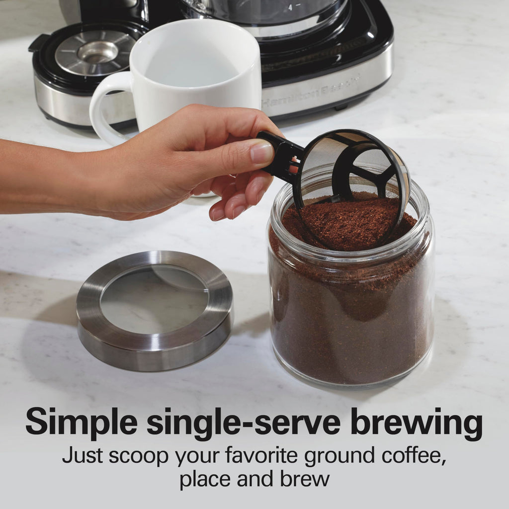 2-Way Coffee Maker, Single-Serve and 12-Cup Pot, Black/Stainless Steel M90680