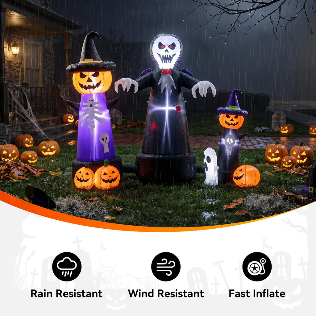 9FT Halloween Inflatable Grim Reaper with Built-in LED Light K5125