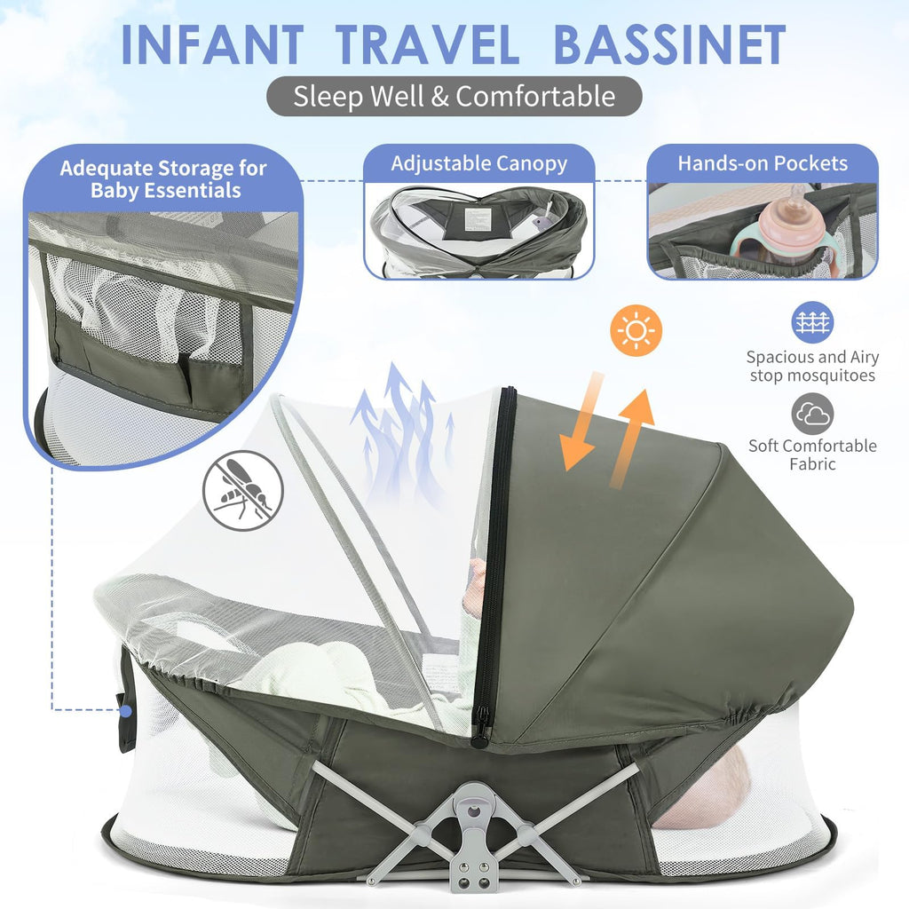 Portable Baby Bassinet with Mosquito Net & Sunshade L43072