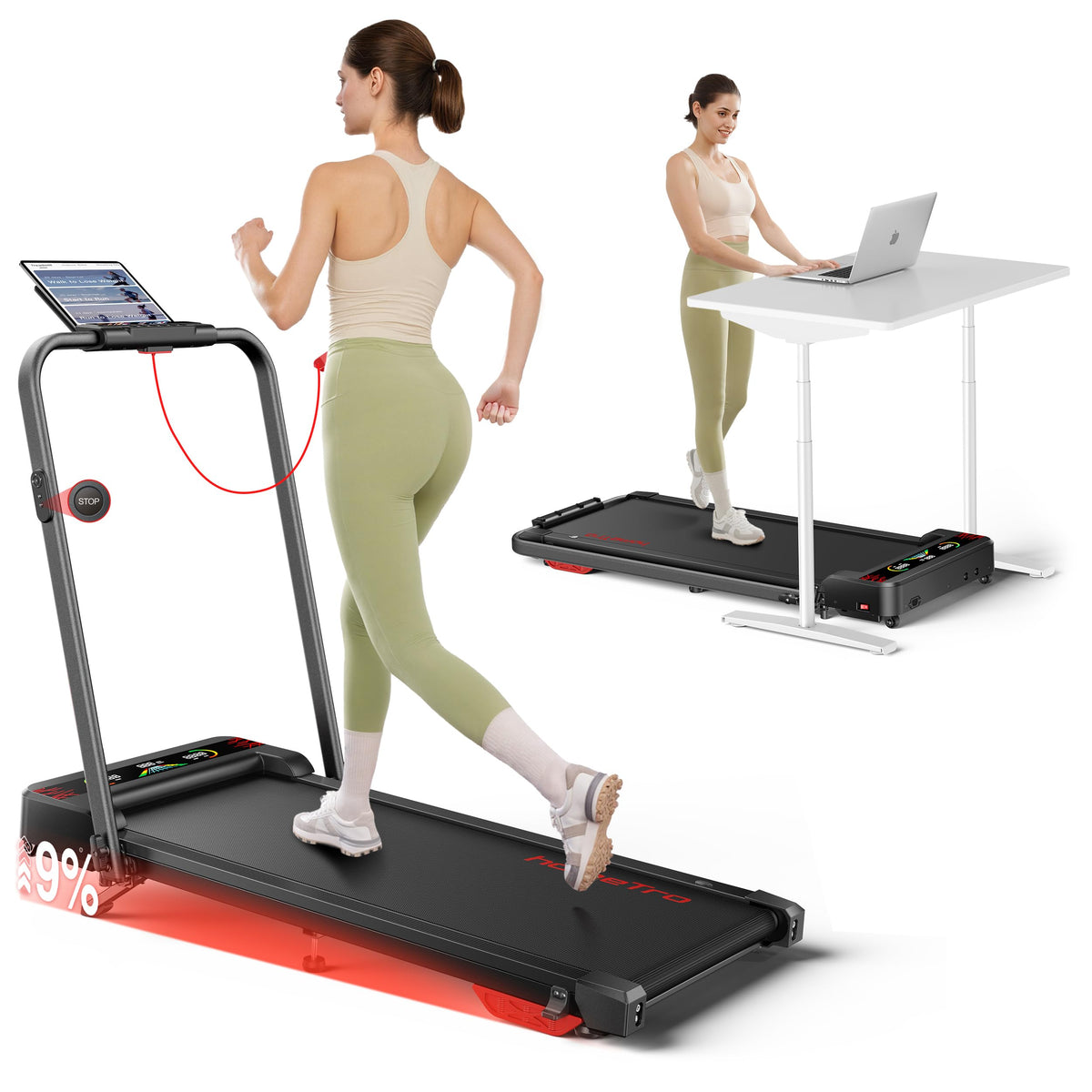 Foldable Treadmill with Incline and LED Display B414