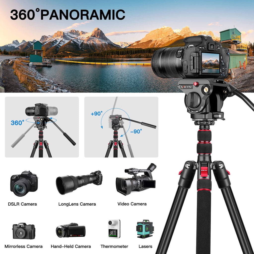 72" Heavy Duty Fluid Head Camera Tripod with Carry Bag X231189