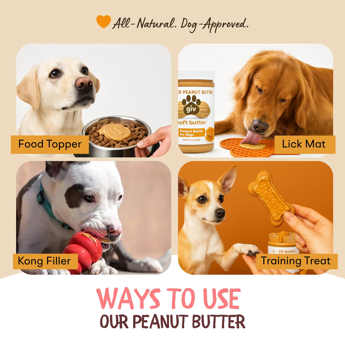 All Natural Peanut Butter 12oz Jar, 4oz Pouch & Lick Mat N364152