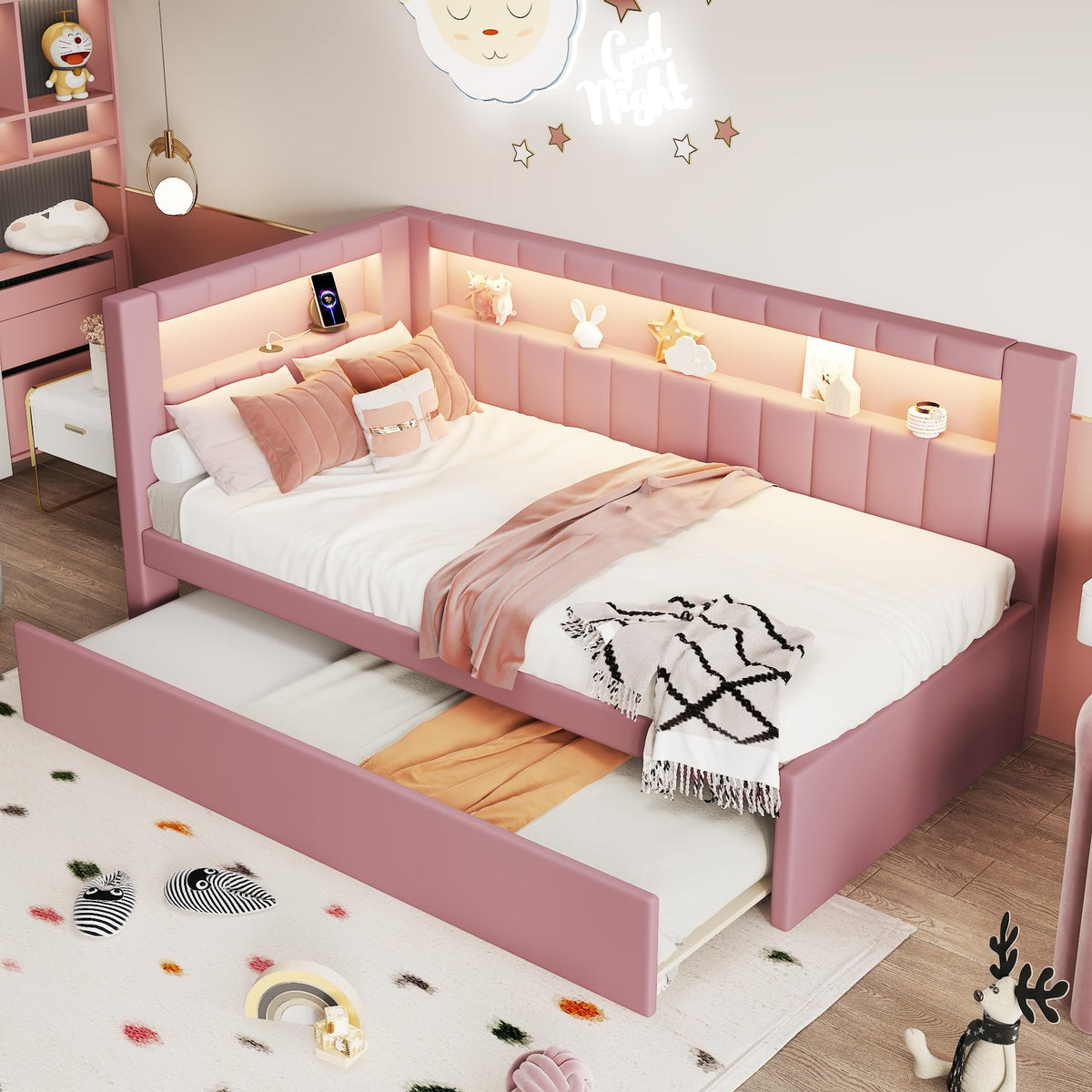 Pink Twin Size Daybed with Trundle B874989