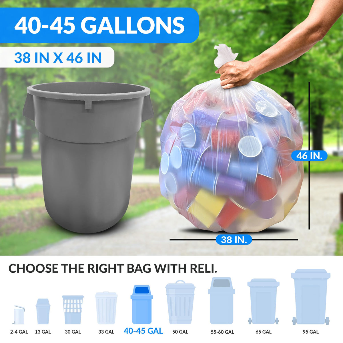 40-45 Gallon Heavy Duty Trash Bags T487791