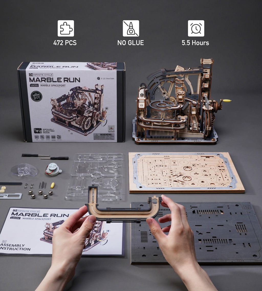 Motorized Wooden 3D Puzzle Marble Run Model R440