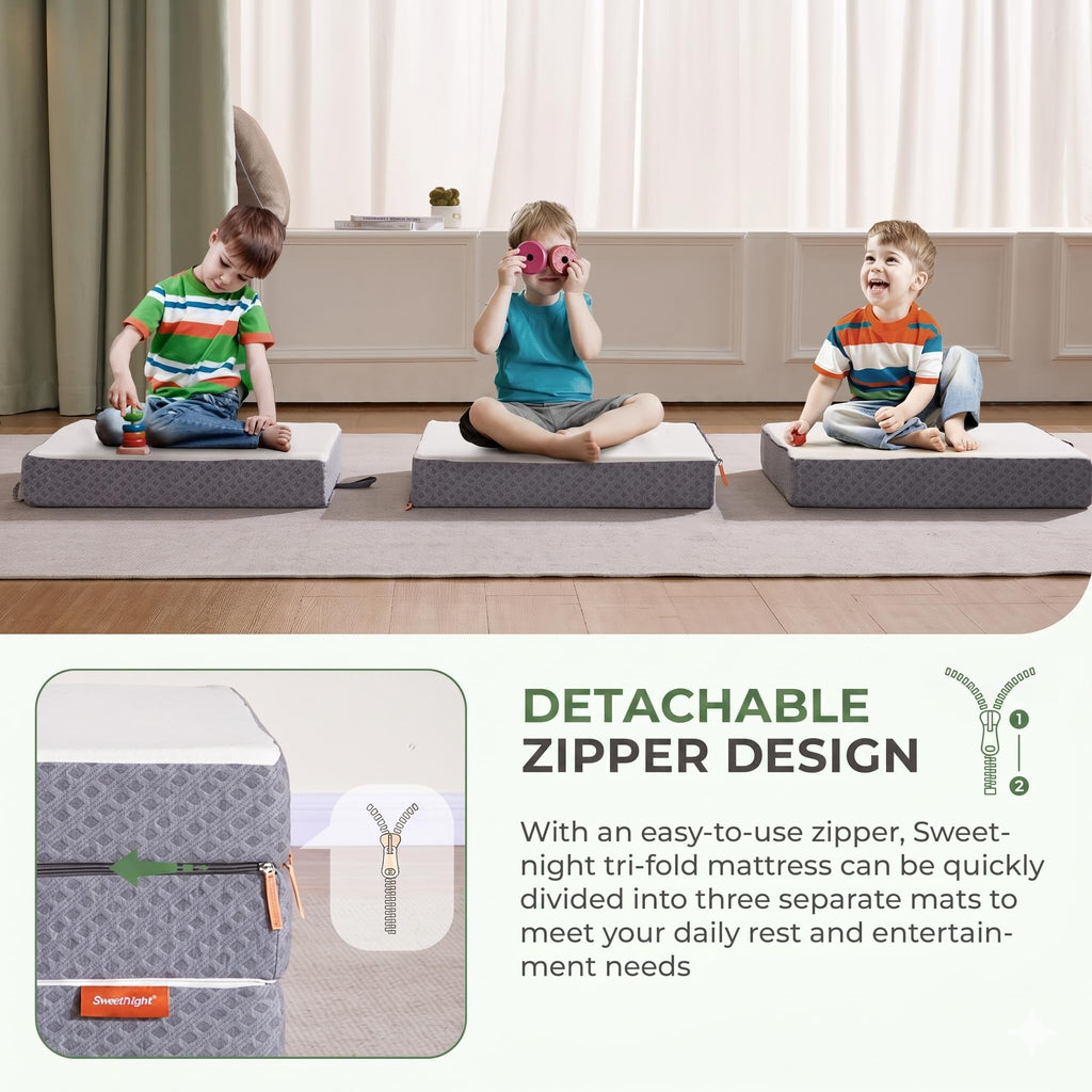 4 inch Medium Firm Tri-Folding Mattress with Washable Cover P10968