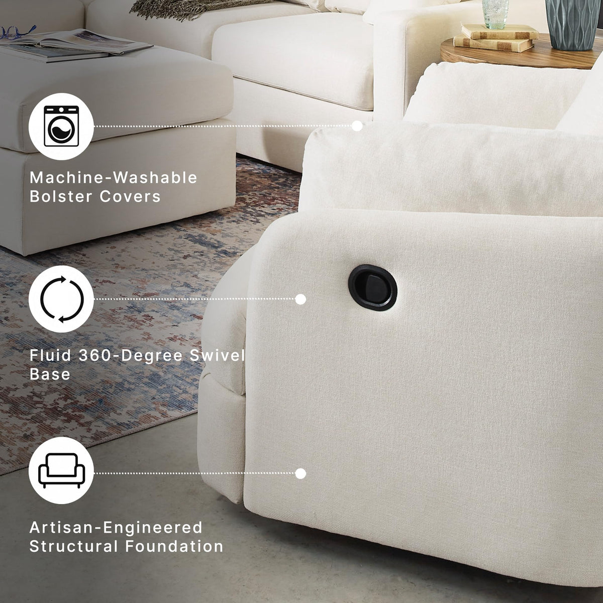 Beige Swivel Glider Recliner Rocking Chair N36876