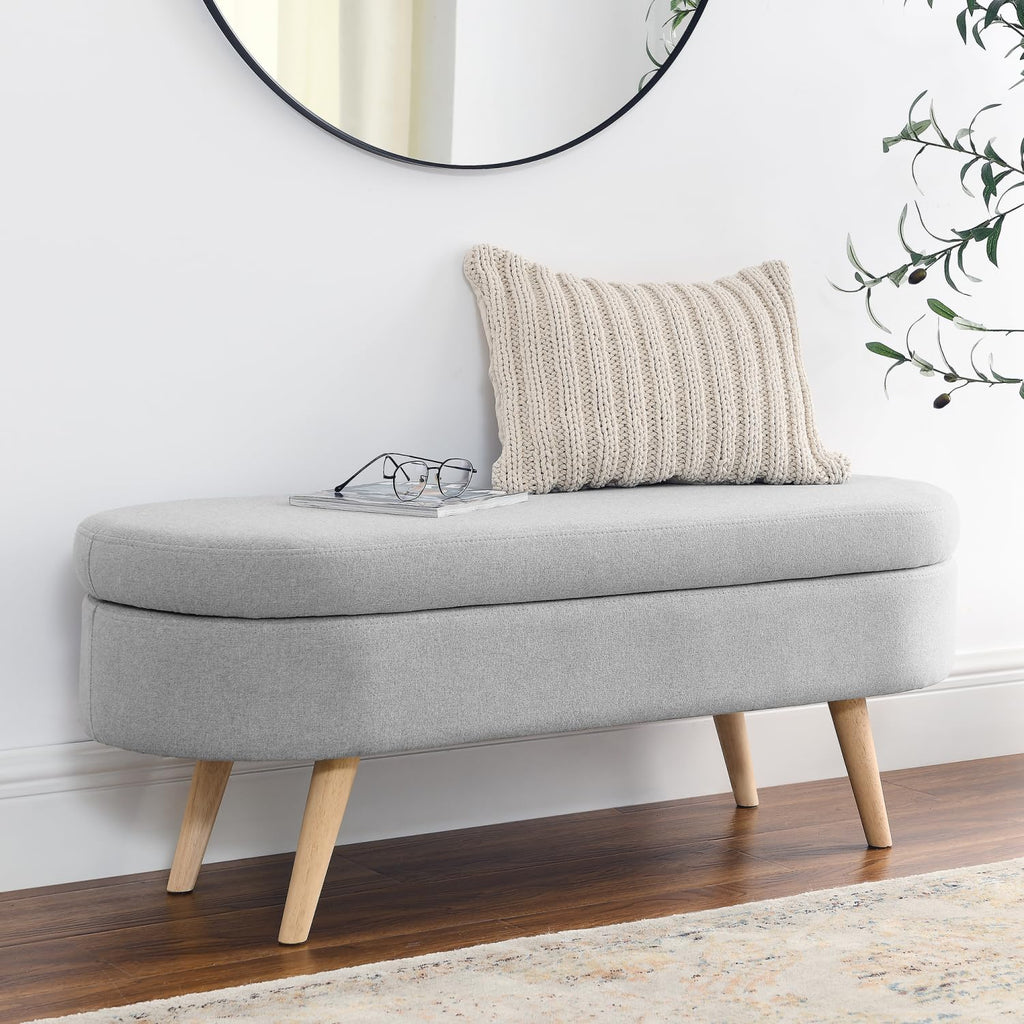 Oval Storage Bench with Rubber Wood Legs Q933216