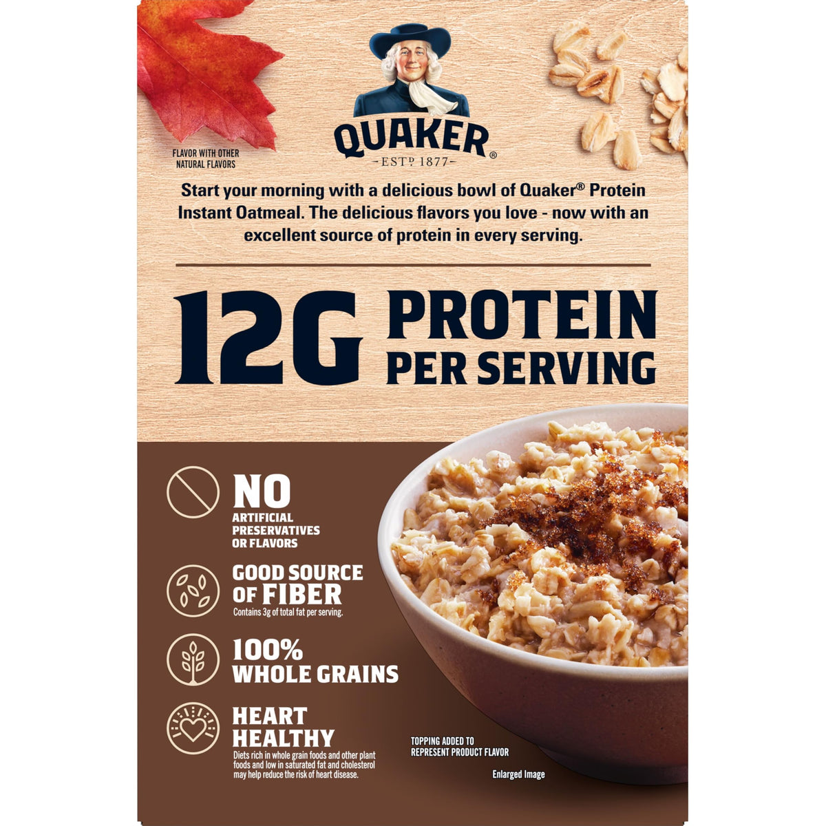 Instant Oatmeal, Maple Brown Sugar, 12g Protein, 2.11 oz Packets, 6 Pack V872